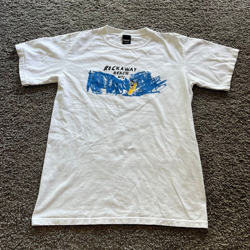 VTG 90s Rockaway Beach NYC New‎ York City Surf T Shirt Surfing Y2K Size Small